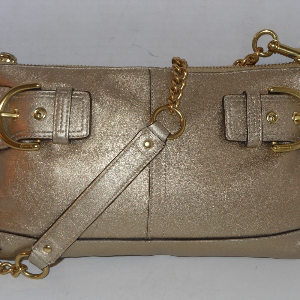 COACH GOLD LEATHER SHOULDER BAG - Picture 6 of 8